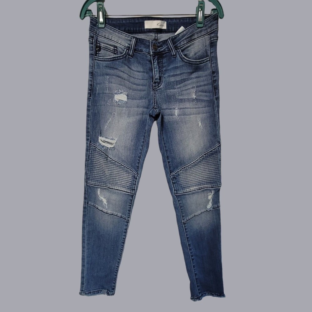 KANCAN Jeans Ankle Skinny Jeans Frayed Hem Dark Wash KC8201D Size‎ 7/27